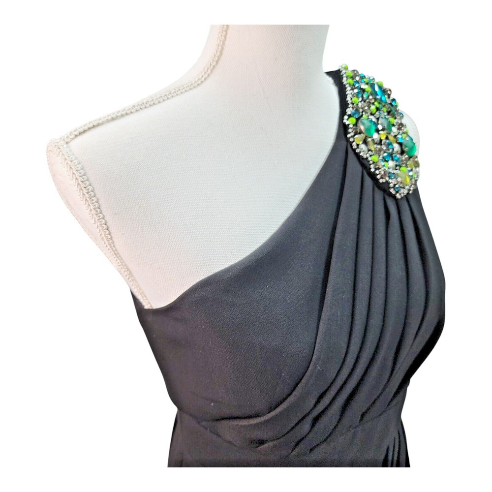 Shoshanna Sexy LBD Dress Womens 4 Black One Shoulder Gem Embellished Cocktail Pa - Picture 5 of 12